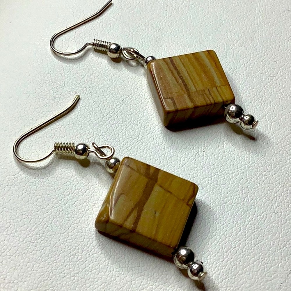 Wood Tile Earrings. - Picture 1 of 2